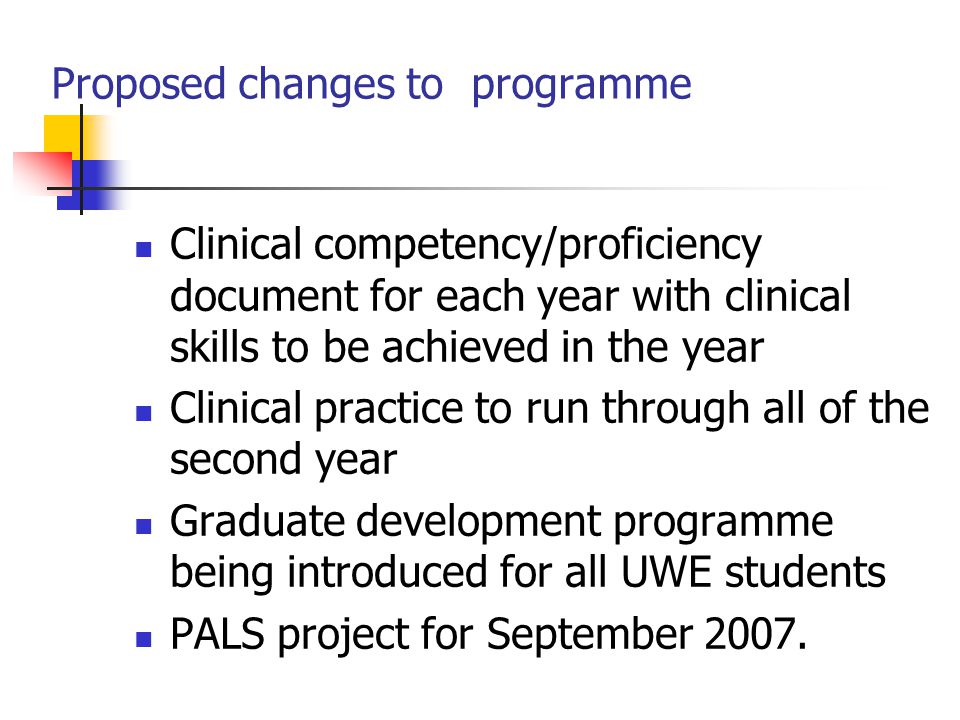 Proposed changes to programme