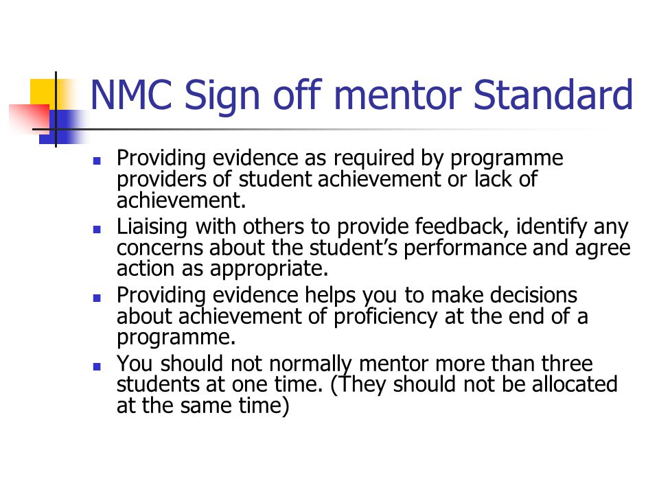 NMC Sign off mentor Standard