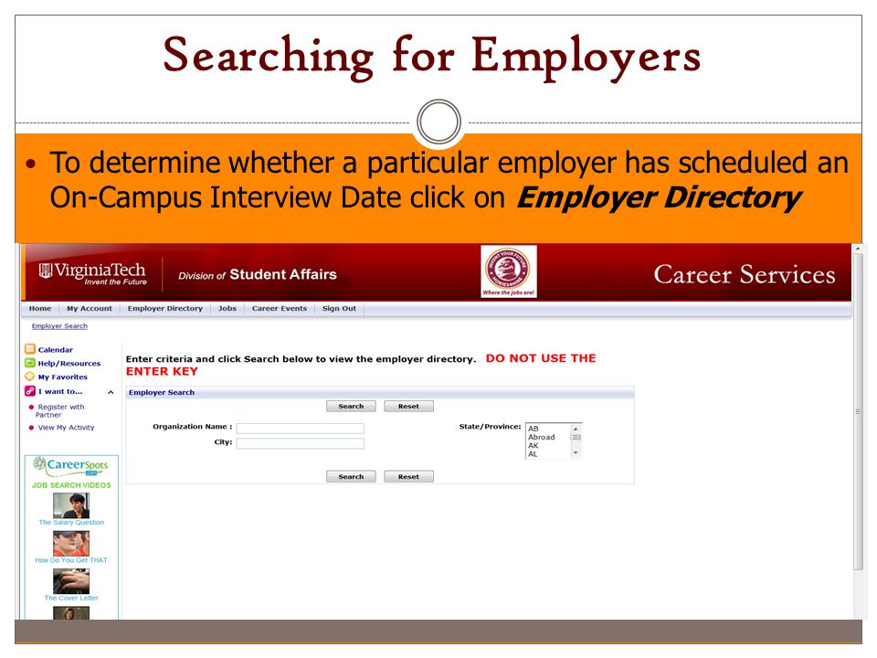 Searching for Employers