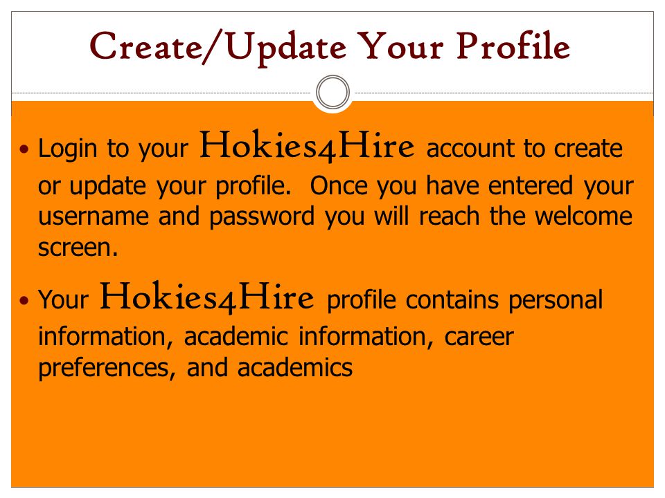 Create/Update Your Profile