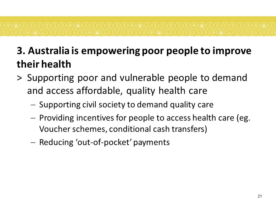 3. Australia is empowering poor people to improve their health