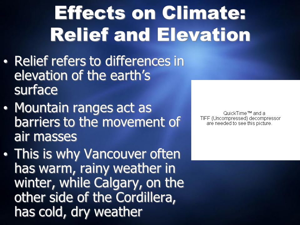 Effects on Climate: Relief and Elevation