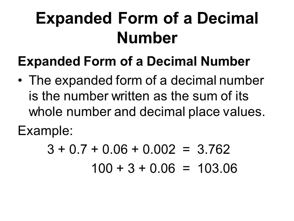 Expanded Form of a Decimal Number