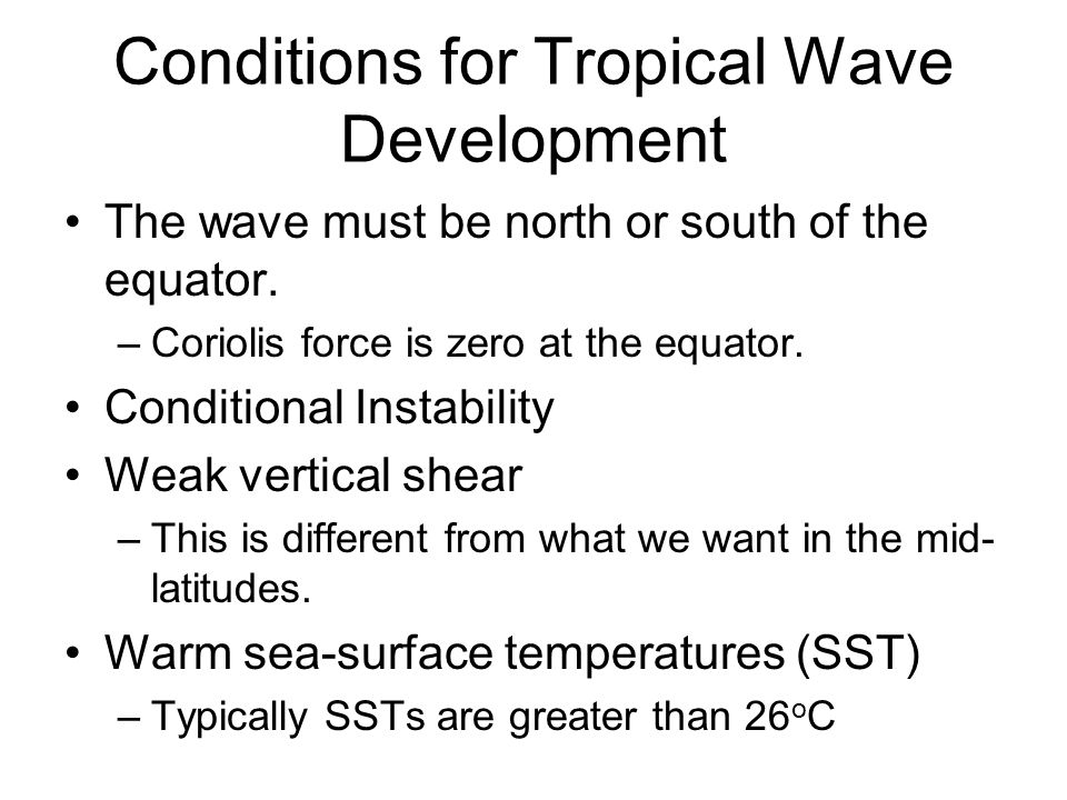 Conditions for Tropical Wave Development