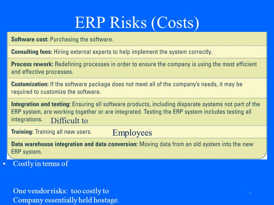ERP Risks (Costs) Employees Difficult to