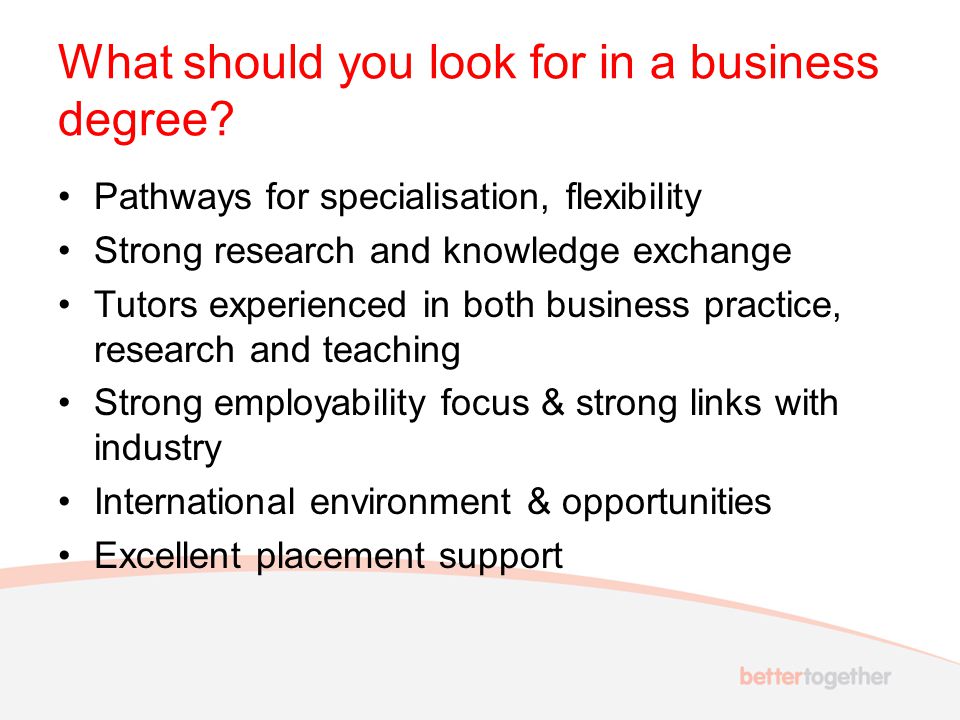 What should you look for in a business degree