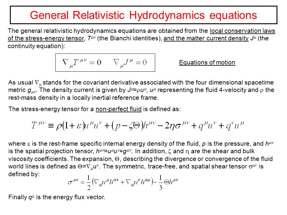 General Relativistic Hydrodynamics equations