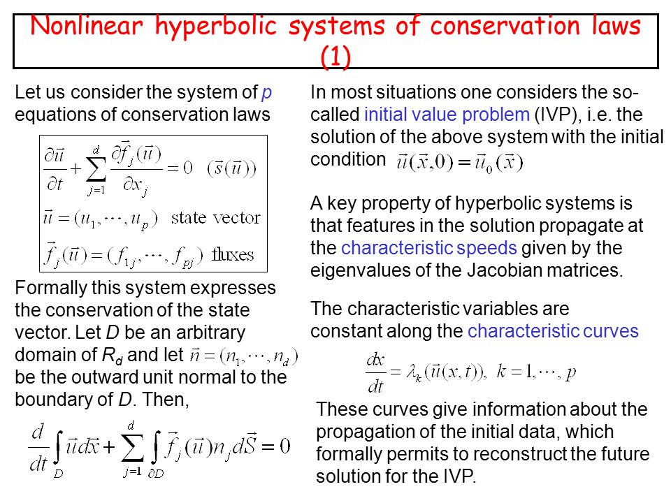 Nonlinear hyperbolic systems of conservation laws (1)