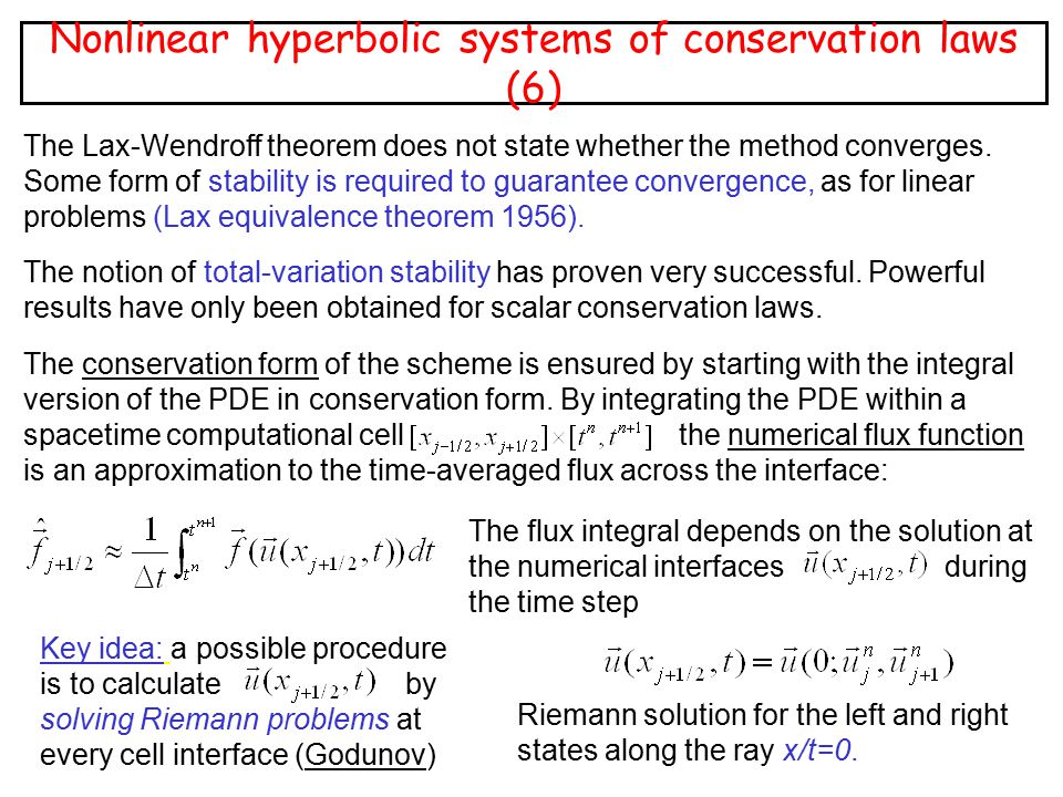 Nonlinear hyperbolic systems of conservation laws (6)