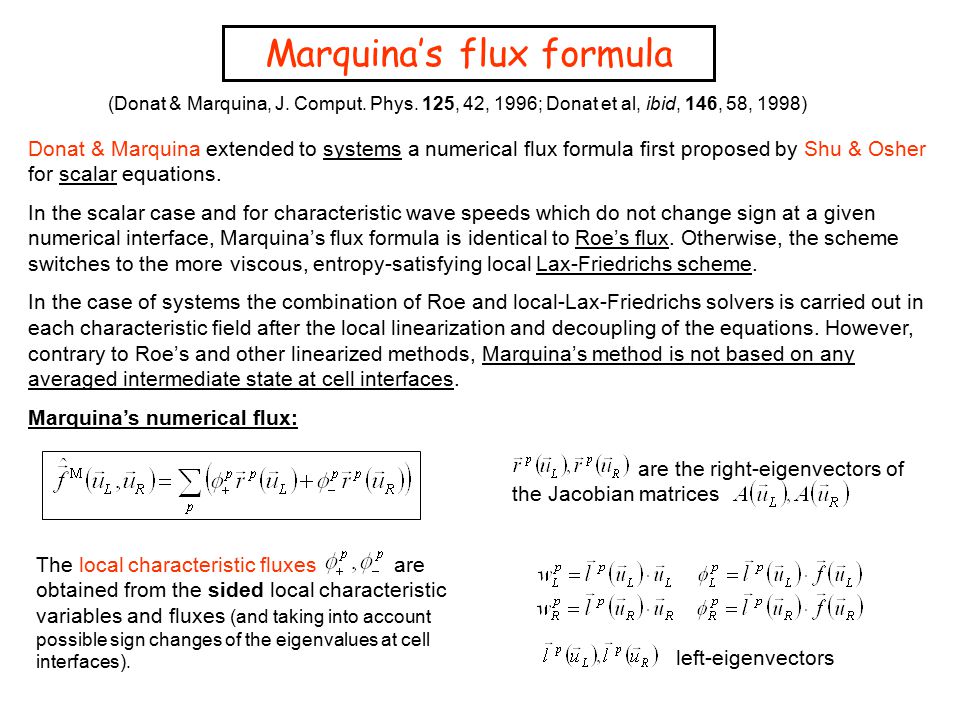 Marquina’s flux formula