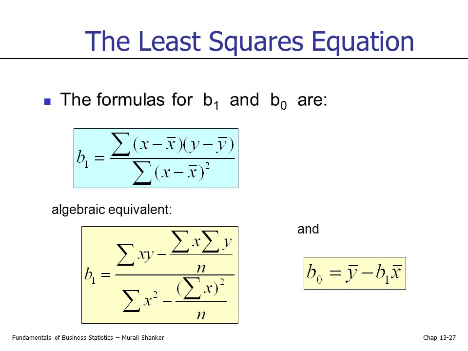 The Least Squares Equation