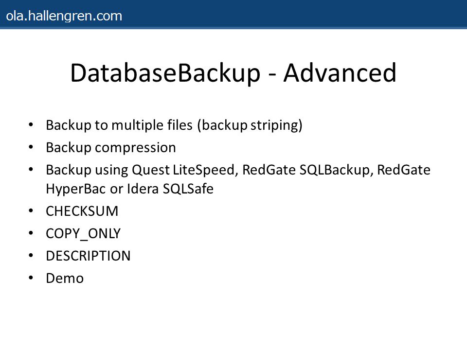 DatabaseBackup - Advanced