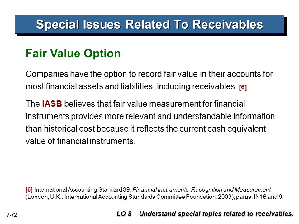 Special Issues Related To Receivables
