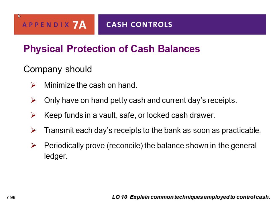 Physical Protection of Cash Balances