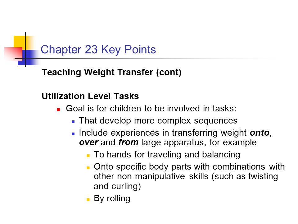 Chapter 23 Key Points Teaching Weight Transfer (cont)