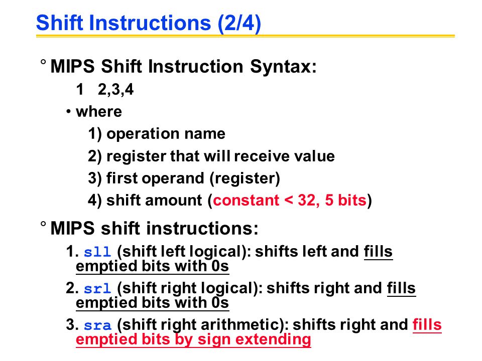 Shift Instructions (2/4)