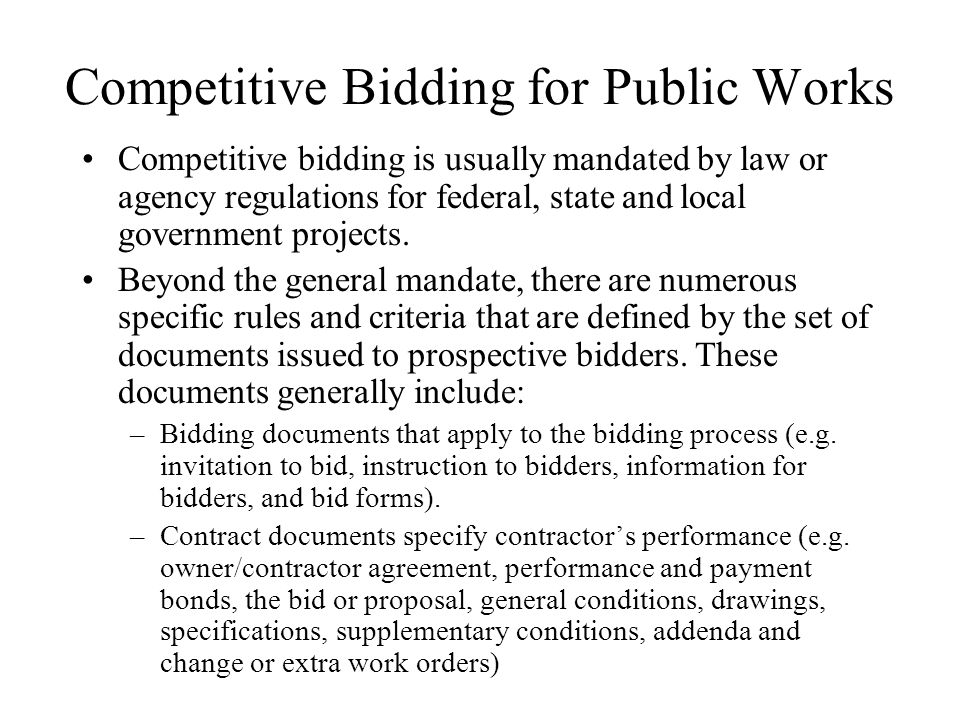 Competitive Bidding for Public Works