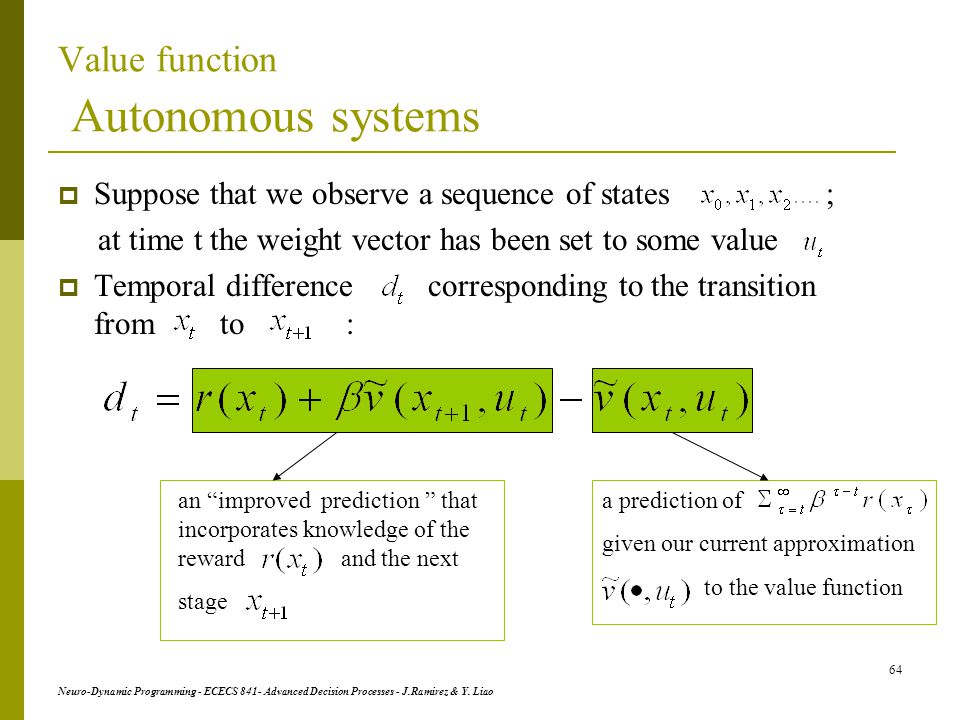 Value function Autonomous systems