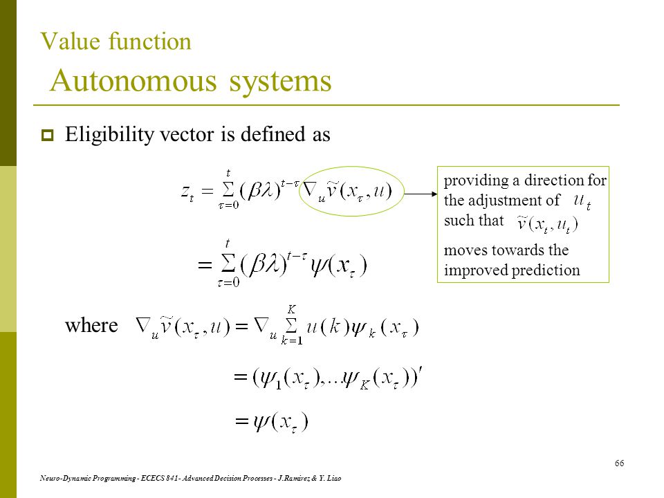 Value function Autonomous systems