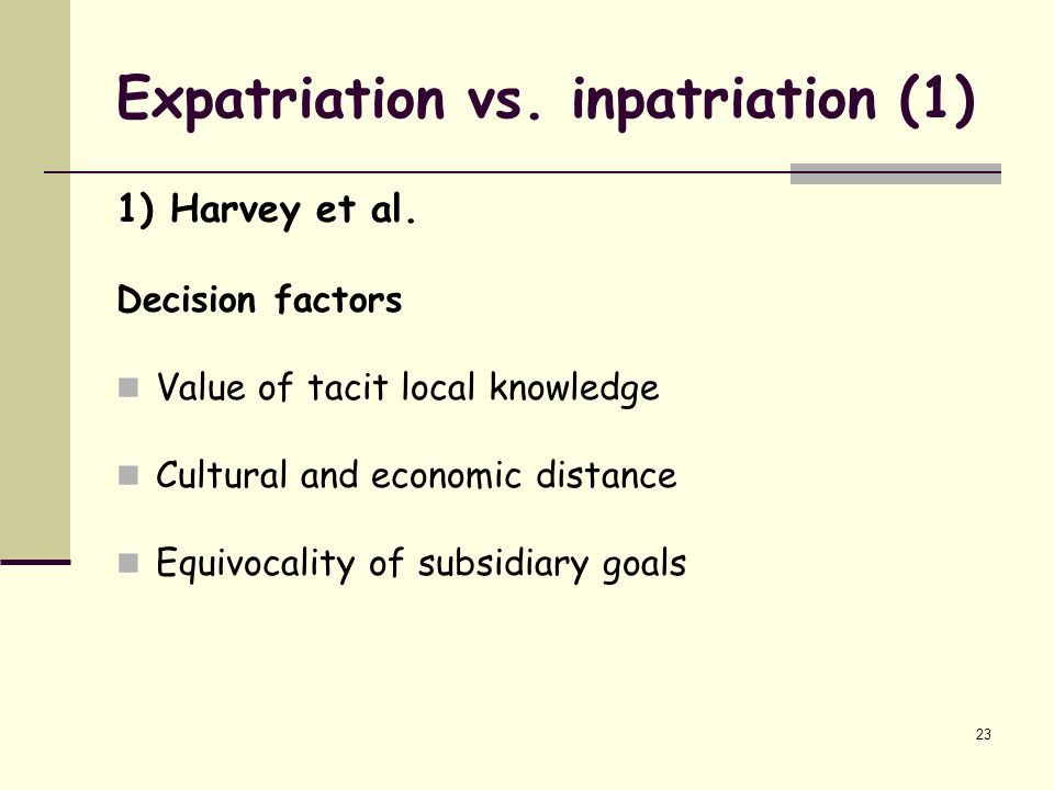 Expatriation vs. inpatriation (1)