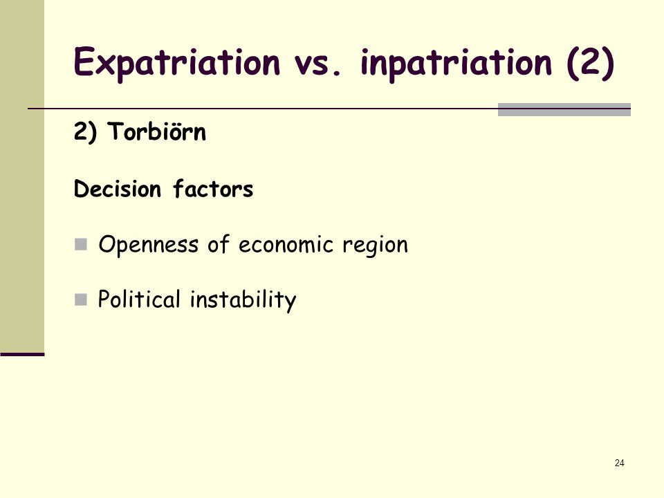Expatriation vs. inpatriation (2)
