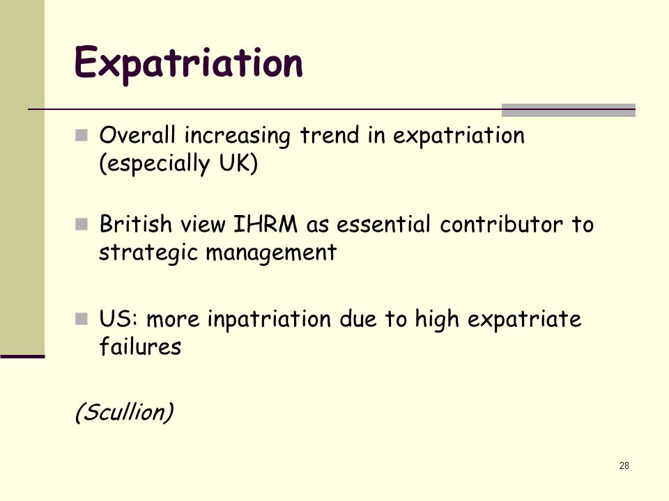 Expatriation Overall increasing trend in expatriation (especially UK)