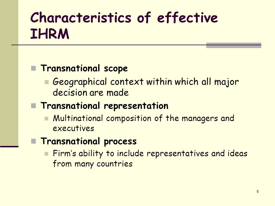 Characteristics of effective IHRM