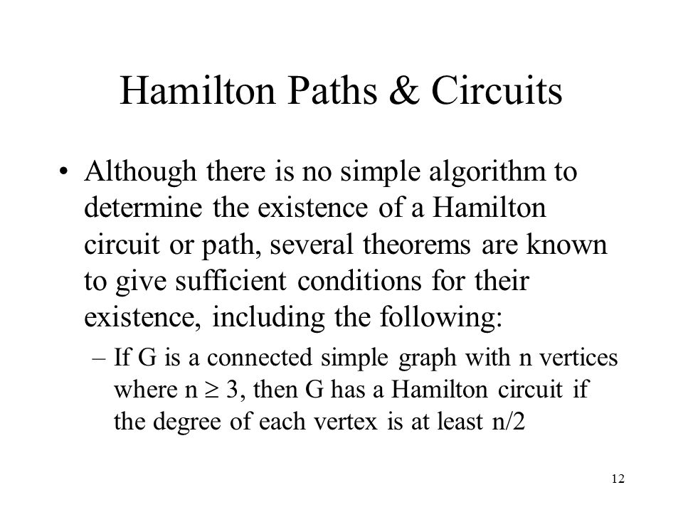 Hamilton Paths & Circuits
