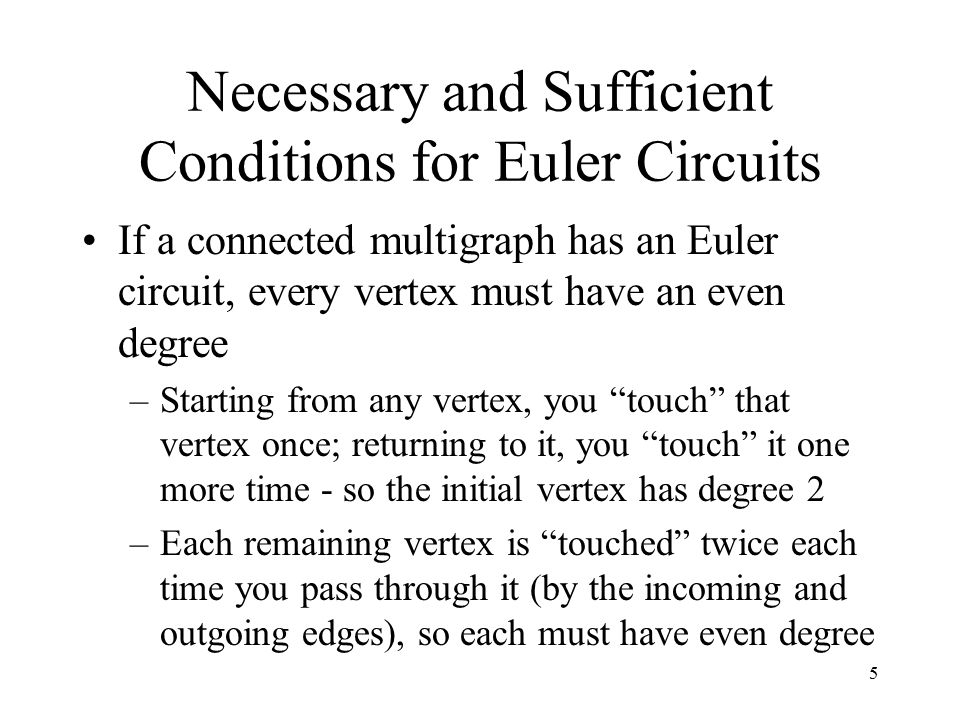 Necessary and Sufficient Conditions for Euler Circuits