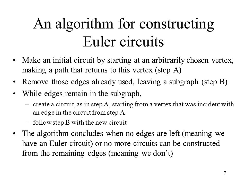 An algorithm for constructing Euler circuits