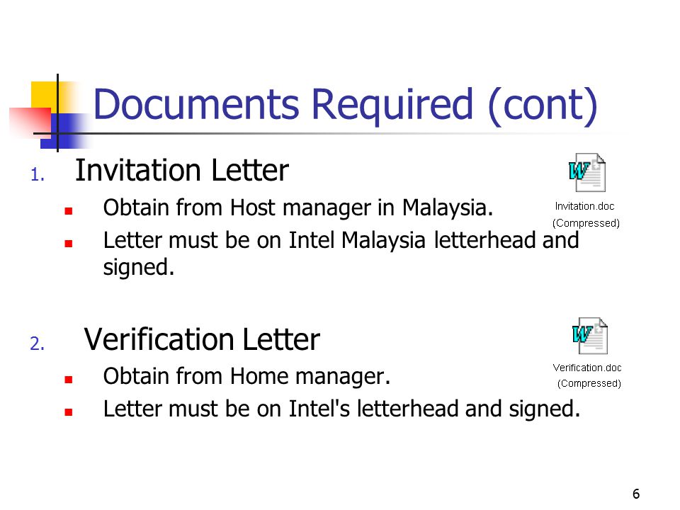 Documents Required (cont)