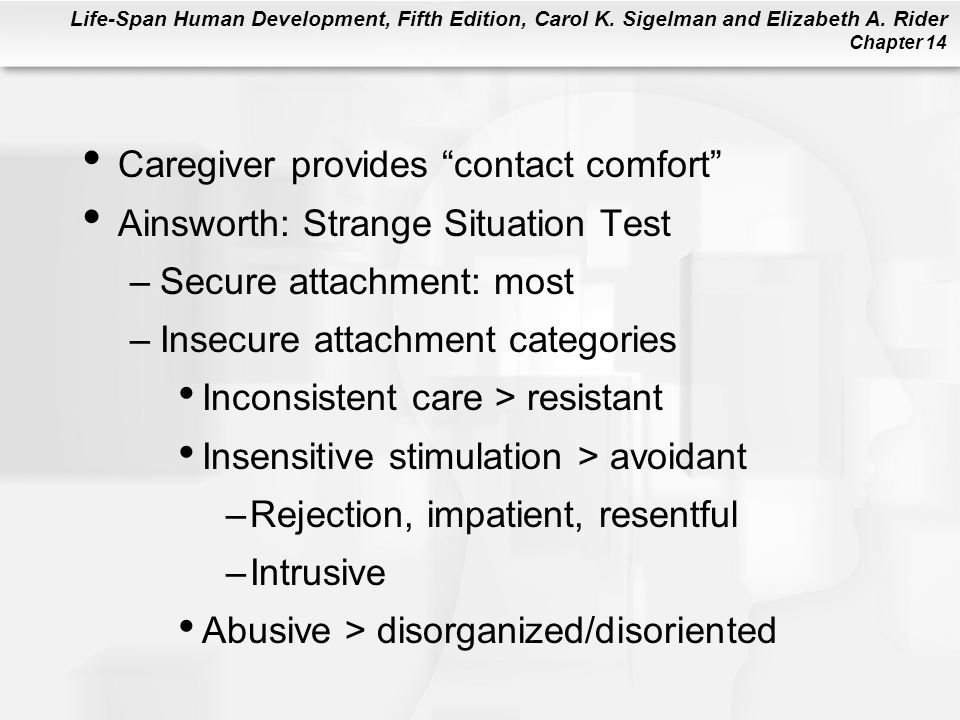 Caregiver provides contact comfort