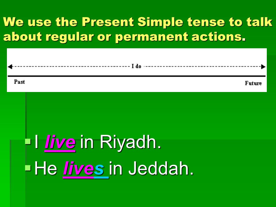 I live in Riyadh. He lives in Jeddah.