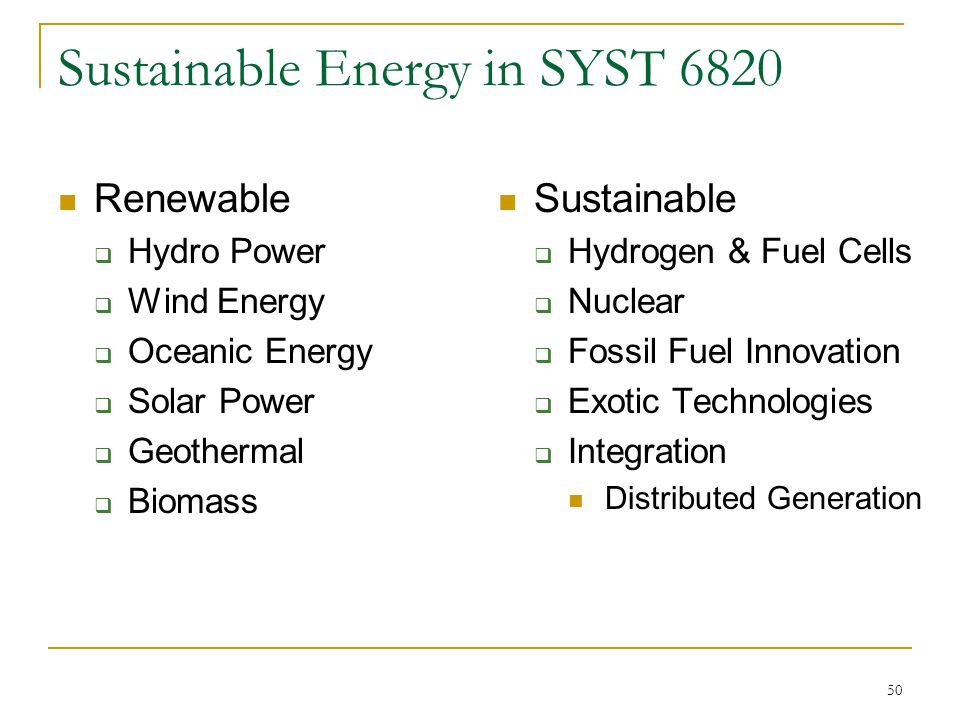 Sustainable Energy in SYST 6820