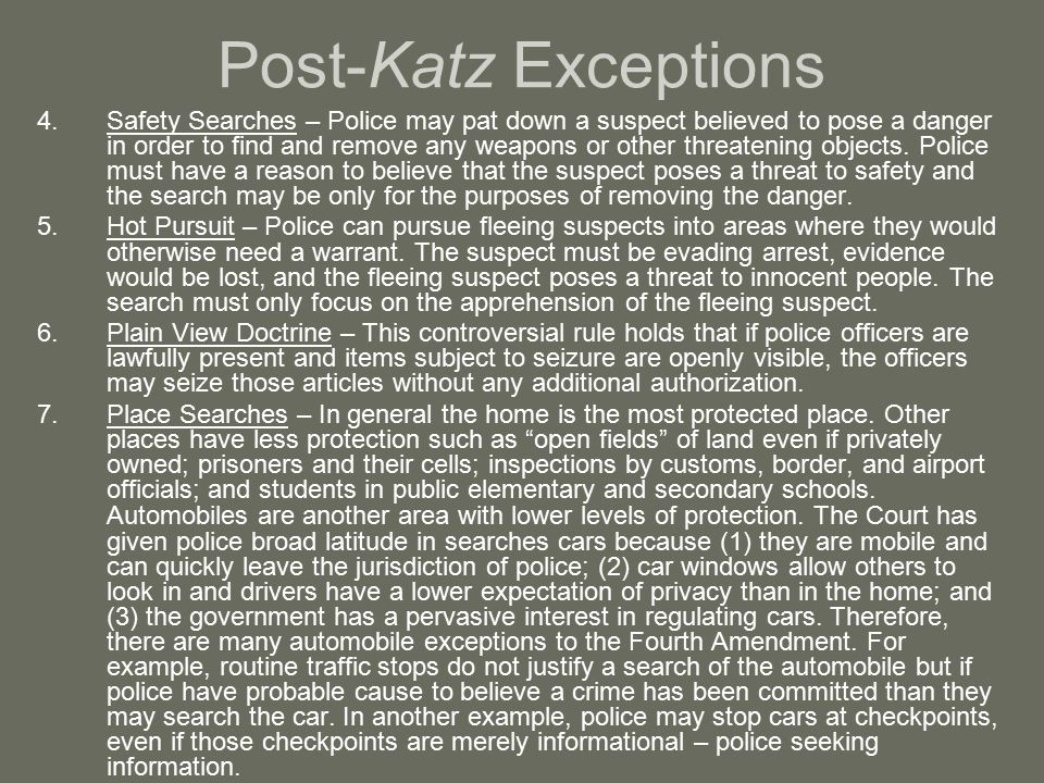Post-Katz Exceptions