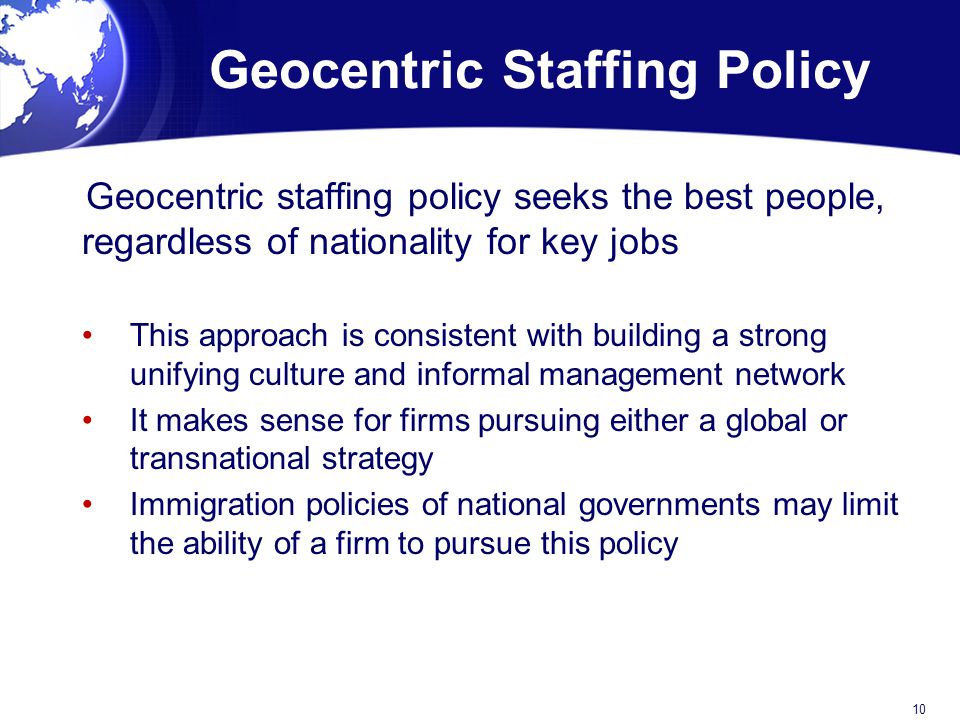Geocentric Staffing Policy