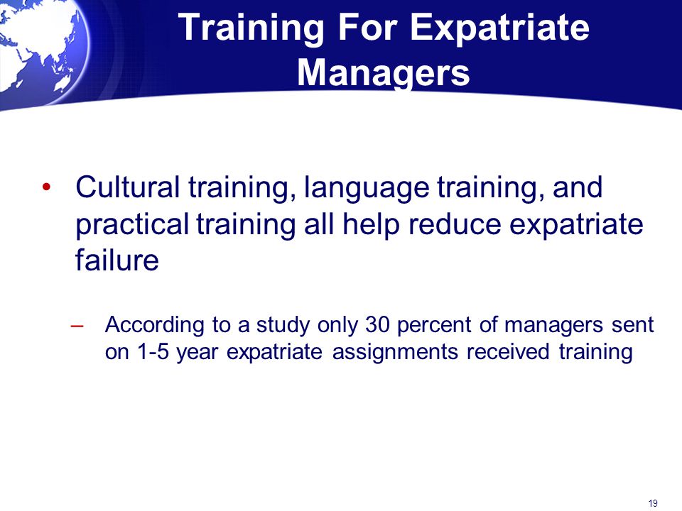 Training For Expatriate Managers