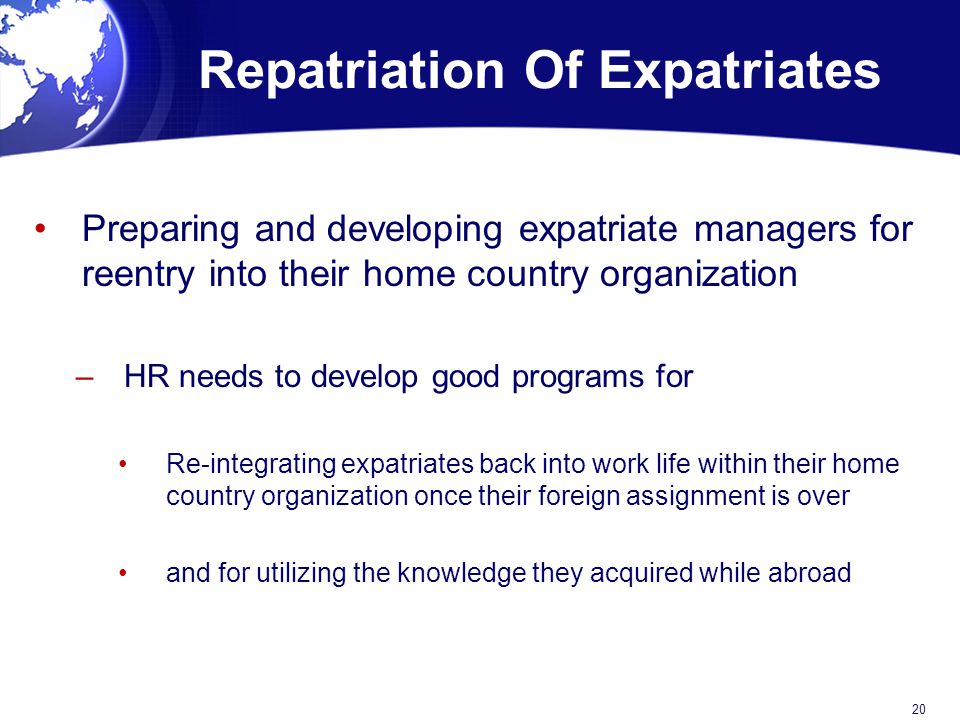 Repatriation Of Expatriates