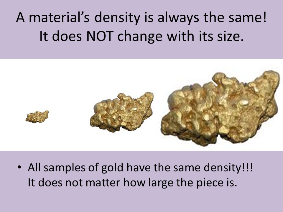 A material’s density is always the same