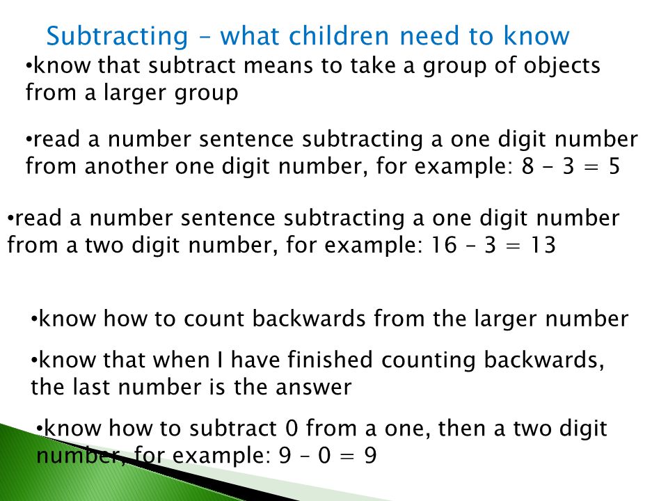 Subtracting – what children need to know