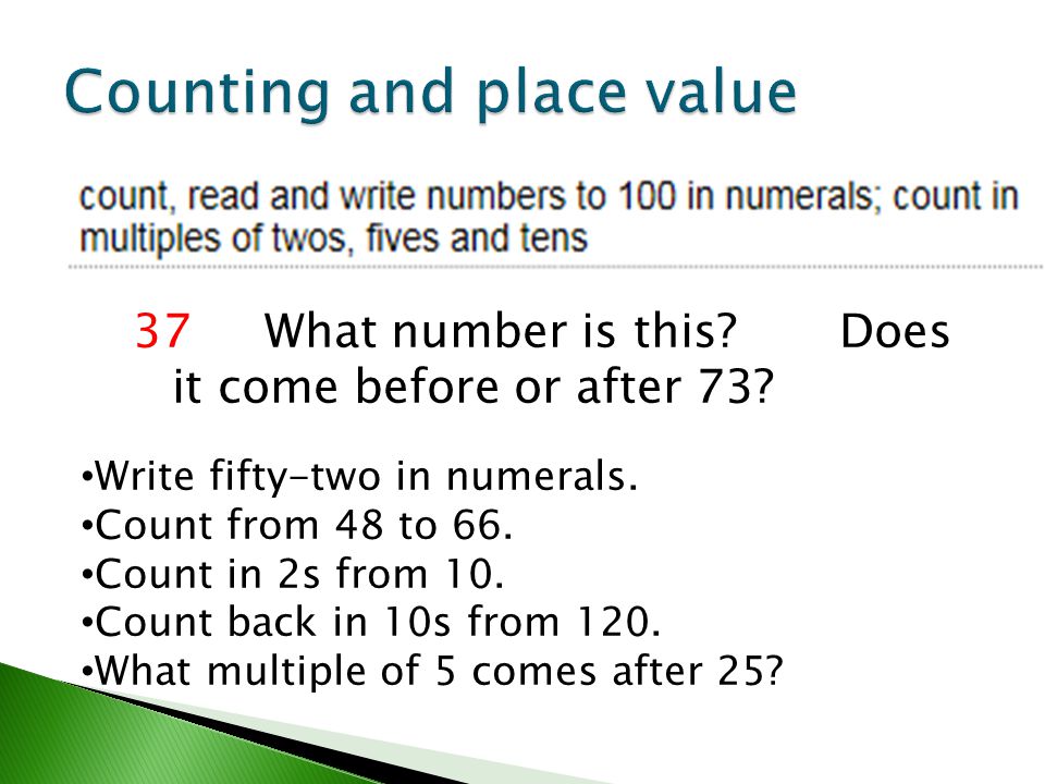 Counting and place value