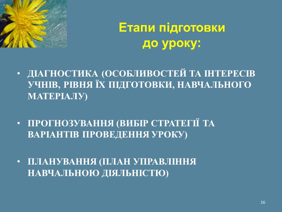 Етапи підготовки до уроку: