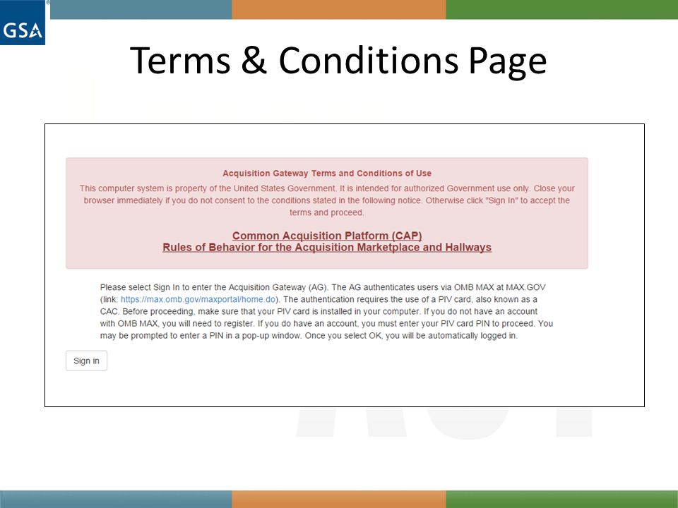 Terms & Conditions Page