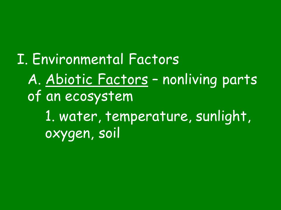 I. Environmental Factors