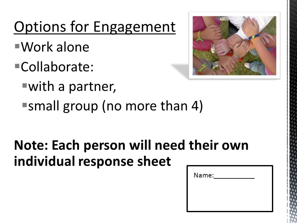 Options for Engagement