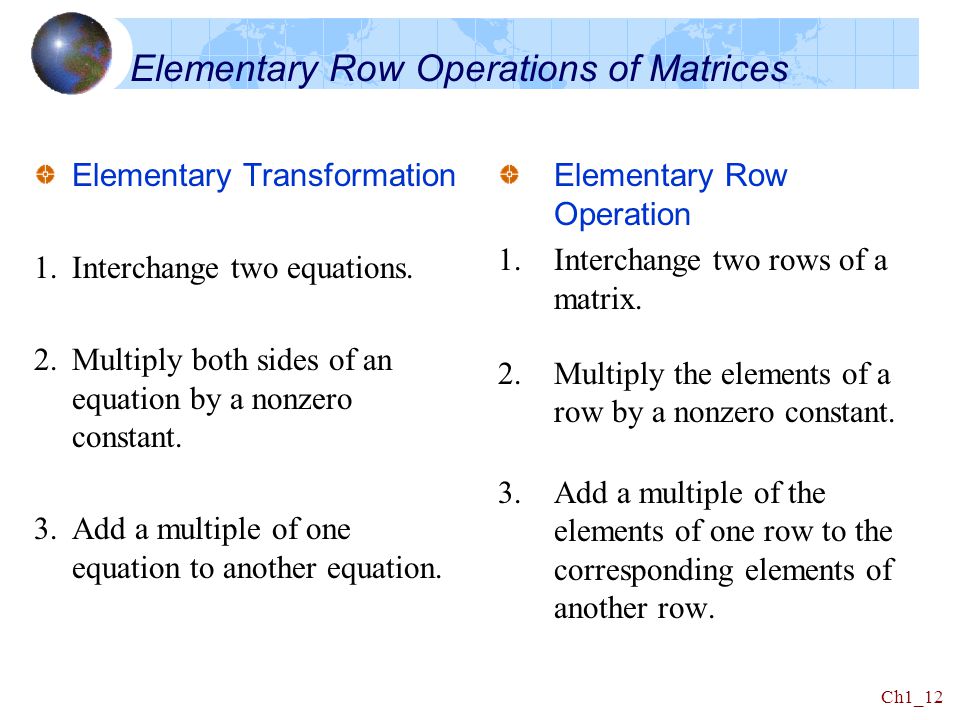 Elementary Row Operations of Matrices