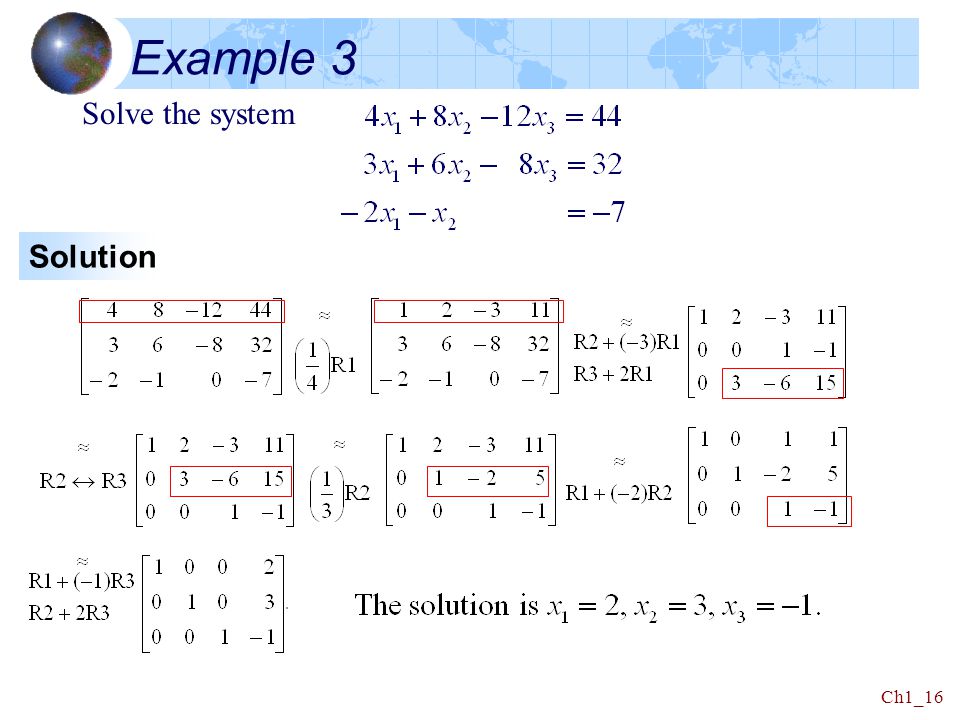 Example 3 Solve the system Solution