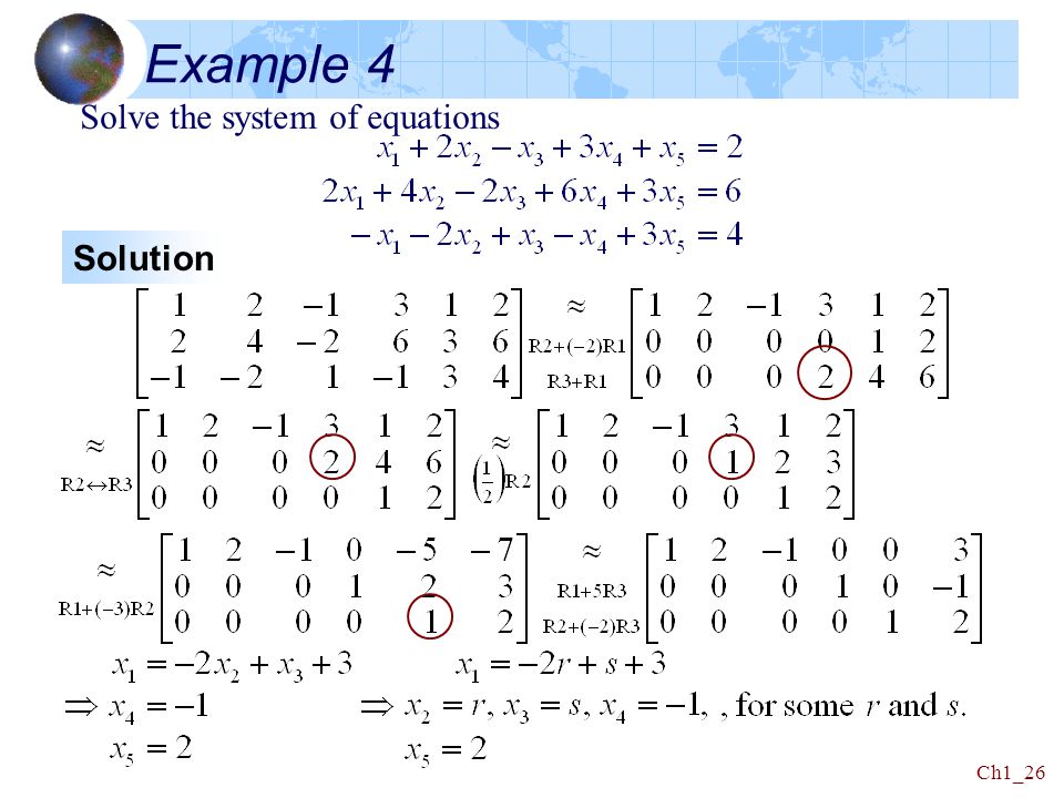 Example 4 Solve the system of equations Solution
