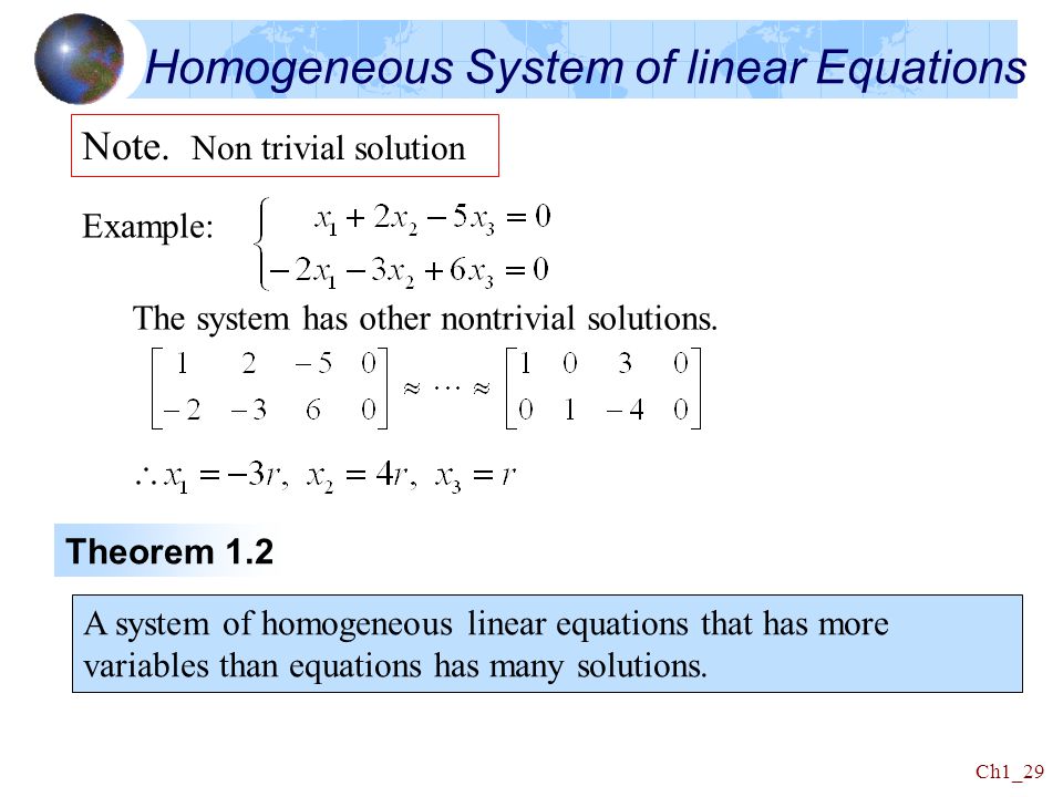 Homogeneous System of linear Equations