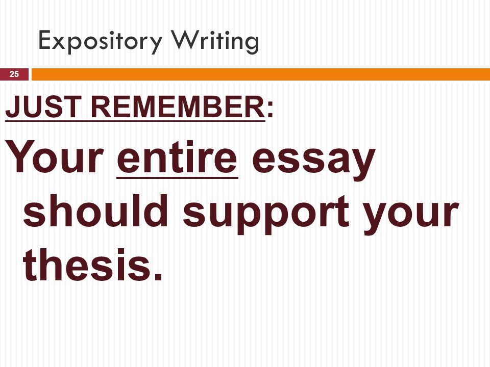 Your entire essay should support your thesis.